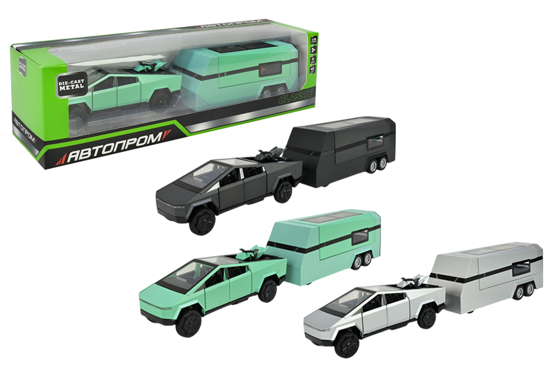 Машина AP74227 TESLA pickup truck trailer rv батарейки, світло, звук, відкриваються двері, р.19.5x9x9 см АВТОПРОМ