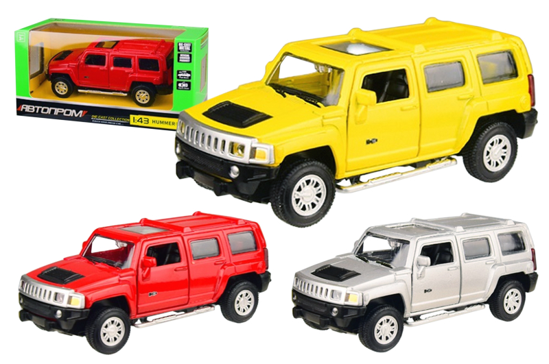 Машина металева 4311 1:43 HUMMER, 3 кольори, відкриваються двері, в коробці 14,5x6,5x7 см АВТОПРОМ