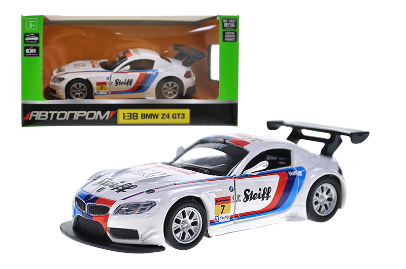 Машина металева "Автопром" 4362, 1:38  BMW Z4 GT3,1 колір, відкриваються двері, в коробці