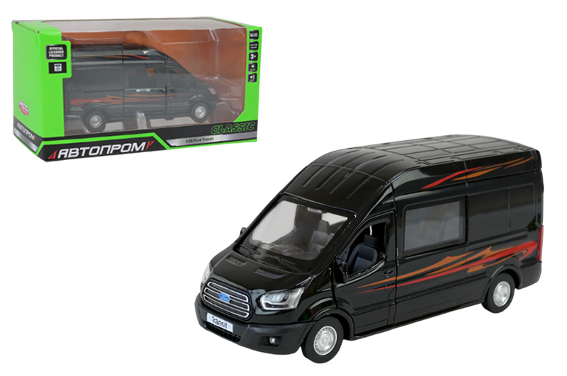 Машина АВТОПРОМ 68453 Ford Transit 1:35, на батарейках, світло, звук, відкриваються двері,коробка