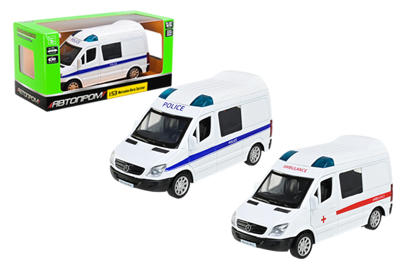 Машина металева АВТОПРОМ 4382 1:53 Mercedes-Benz Sprinter, відкр.двері, короб.