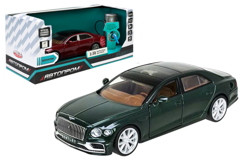 Машина (електро) металева АВТОПРОМ 68718R/ 68718G  1:38 "Bentley Flying Spur Hybrid" батар., світло, звук, відкр.двері, капот, багаж., коробка