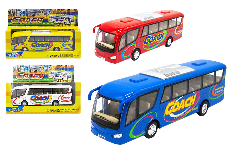 Модель автобус KS7101W COACH 7'' металевий, інерція, відкриваються двері, 4 кольори, коробка