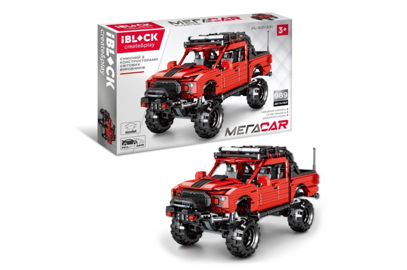 Конструктор IBLOCK PL-921-331, 989 деталей, МЕГАCAR, р-р машини 30 * 14 * 17 см, в коробці,