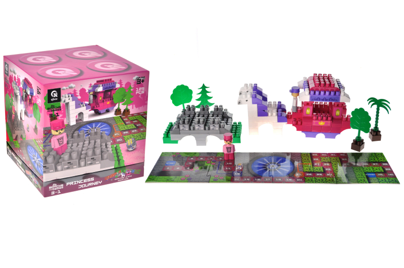 Constructor block QB300-201 "Block&Steps: Journey of the Princess" + walker and memory game 3 in 1, 139 children. qbee