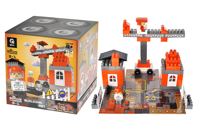 Constructor block QB300-003 "Block&Steps: Building set" + walker and memory game 3 in 1, 94 children. qbee
