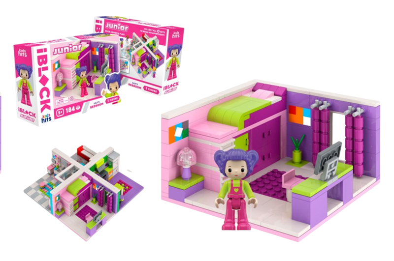 Конструктор Kids hits IBLOCK JUNIOR KH08/001/1 Дівчатка, Спальня Лілі, 184 дет, в комплекті фігури, інструкція, наліпки, коробка