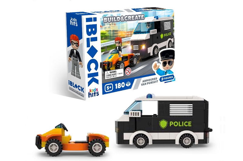 Конструктор Kids hits IBLOCK JUNIOR  KH41/003/3 180 деталей Armoured Vehicle In Pursuit короб.
