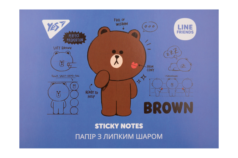 Папір з липким шаром YES "Line Friends" Набір 140 аркушів (7х20)
