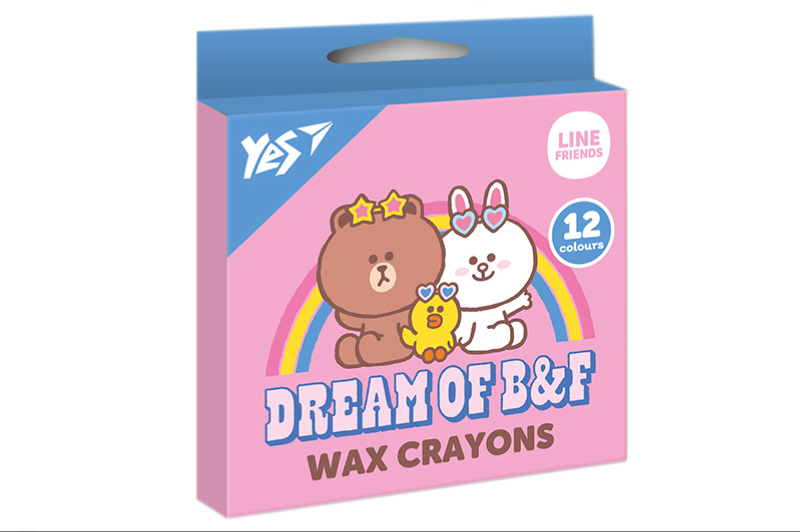Набір воскових олівців YES 12 шт. "Line Friends"