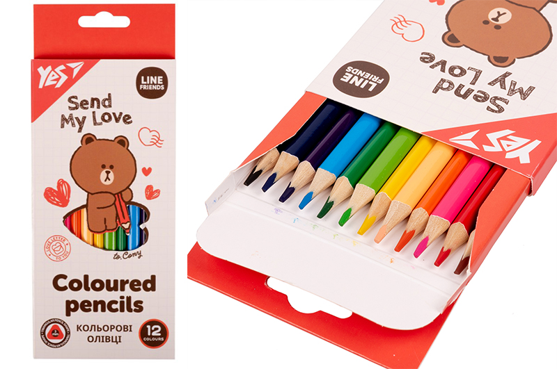 Олівці кольорові YES 12 кольорів "Line Friends"