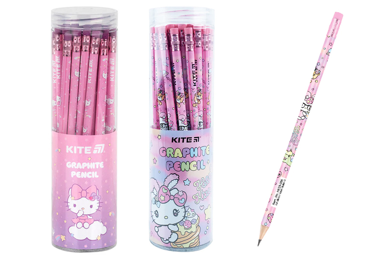 Олівець графітний Kite з гумкою Hello Kitty HK25-056/HK23-056,тубус