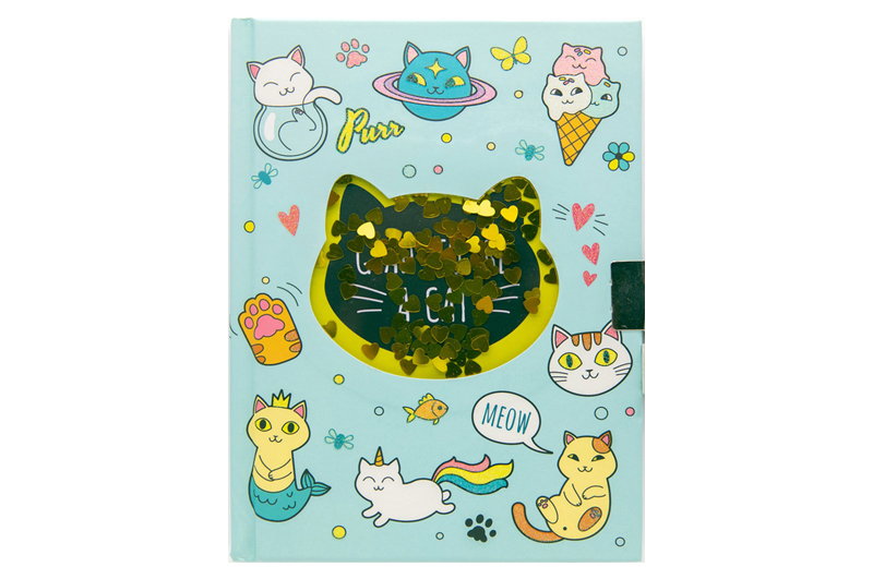 Блокнот на замочку з ручкою Котики W361961-A 19x20x25см, 70g, 56 л