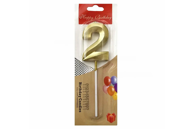 Свічка-цифра 22602 "2" золота 3D (5 см.) 1шт.