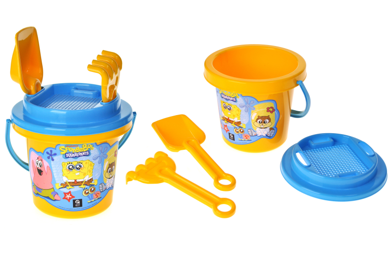 Sand play set QB001-006 "SpongeBob" (bucket, shovel, rake, calico) qbee