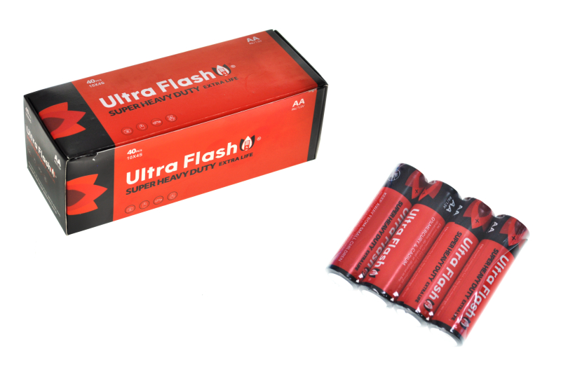 Батарейка Ultra Flash R6 AA сольова пальчик 40шт/уп, ціна за спайку 4 шт