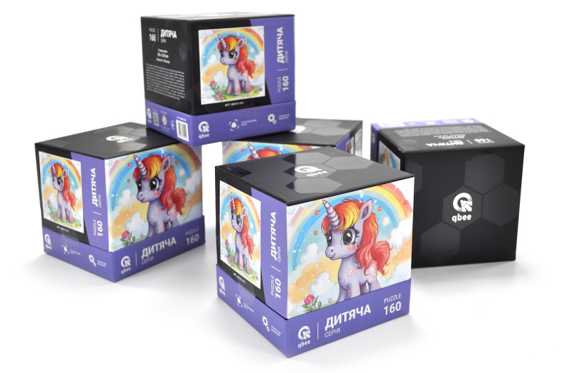 Puzzles - 160 elm. - QB500-002 "Unicorn and Rainbow" qbee