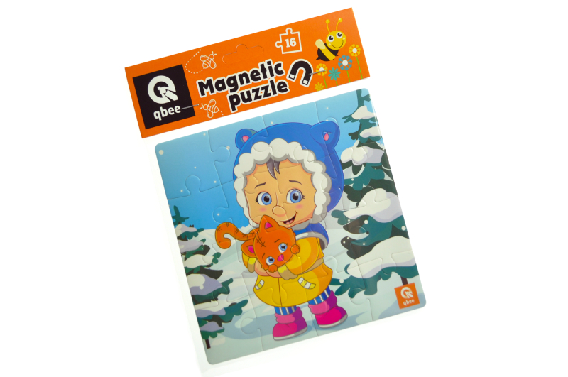 Foam magnetic puzzles - 16 elm. - QB200-003 "Snow Meow" qbee