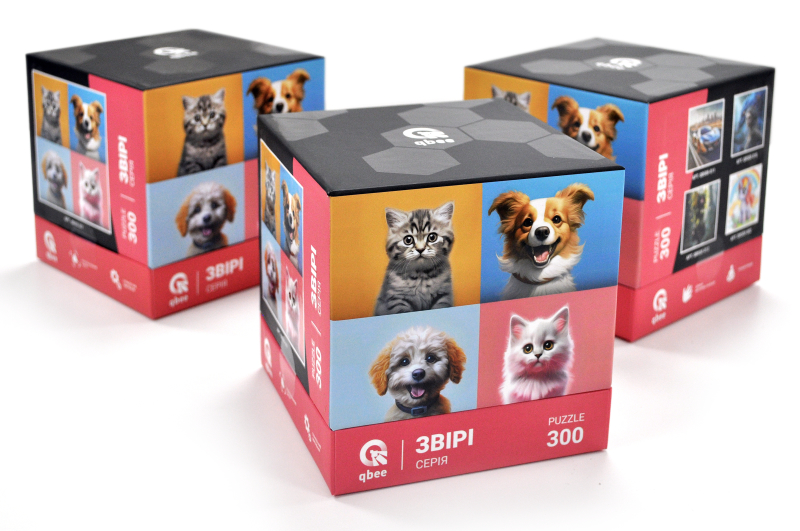 Puzzles - 300 elm. - QB500-007 "Couple of dogs and kittens" qbee