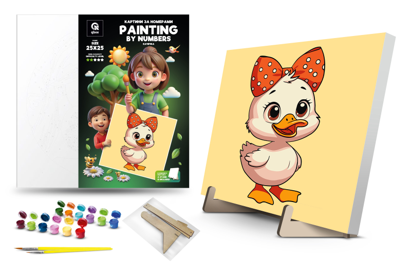 Set for painting by numbers 25x25 cm QB900-007 "Duck" with a wooden stand qbee