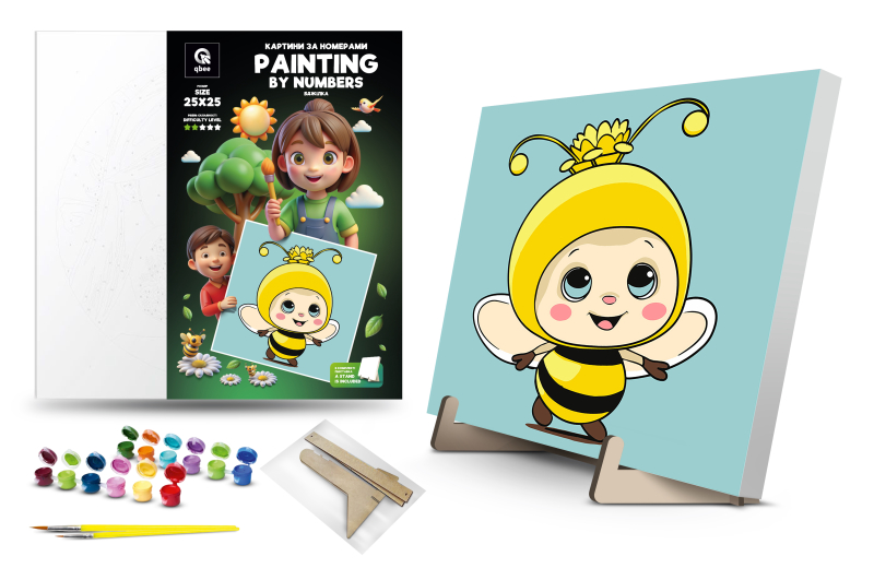 Set for painting by numbers 25x25 cm QB900-008 "Bee" with a wooden stand qbee