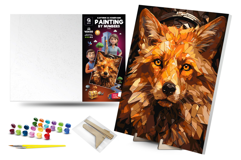 Set for painting by numbers 40x50 cm QB900-016 "Rudolys" with a wooden stand qbee