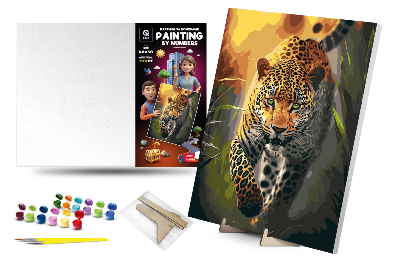 Kit for painting by numbers 40x50 cm QB900-017 "Graceful predator" with a wooden stand qbee