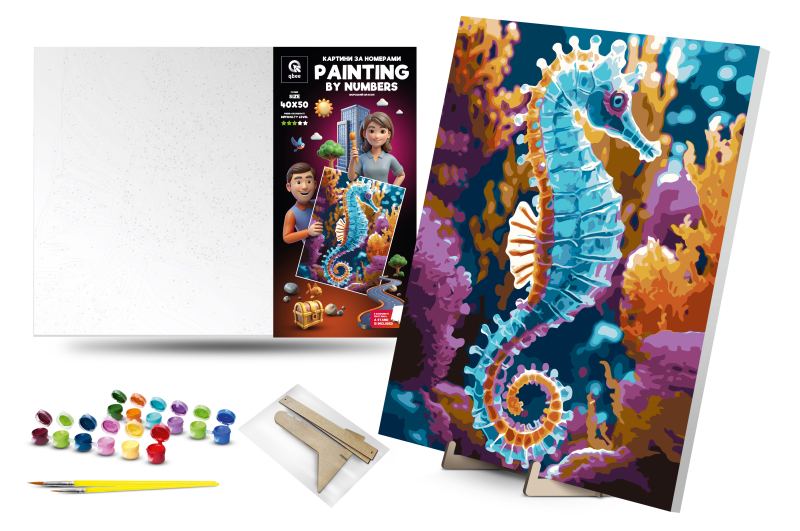 Set for painting by numbers 40x50 cm QB900-018 "Sea dragon" with metallic paints, with a wooden stand qbee