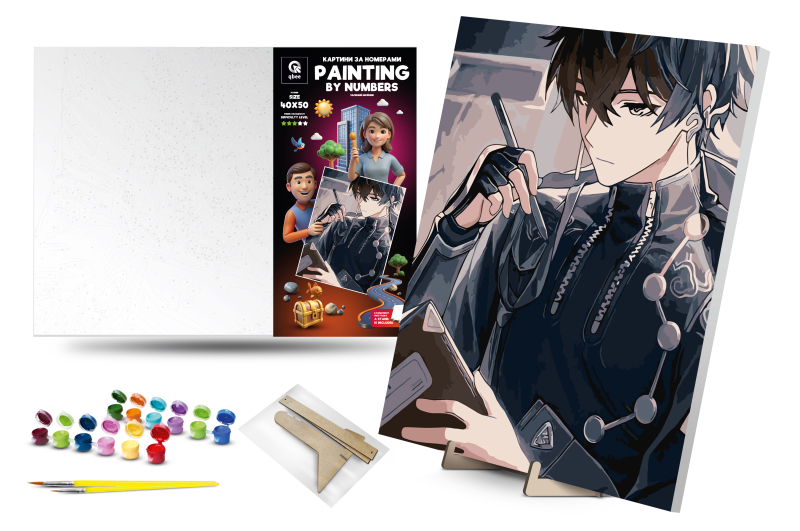 Kit for painting by numbers 40x50 cm QB900-025 "Magical dreamer" with a wooden stand qbee