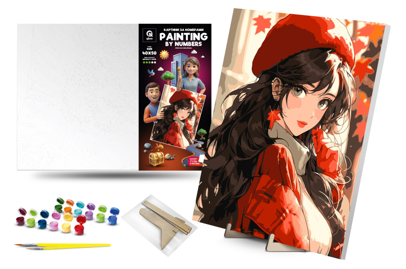 Set for painting by numbers 40x50 cm QB900-026 "Beautiful stranger" with a wooden stand qbee