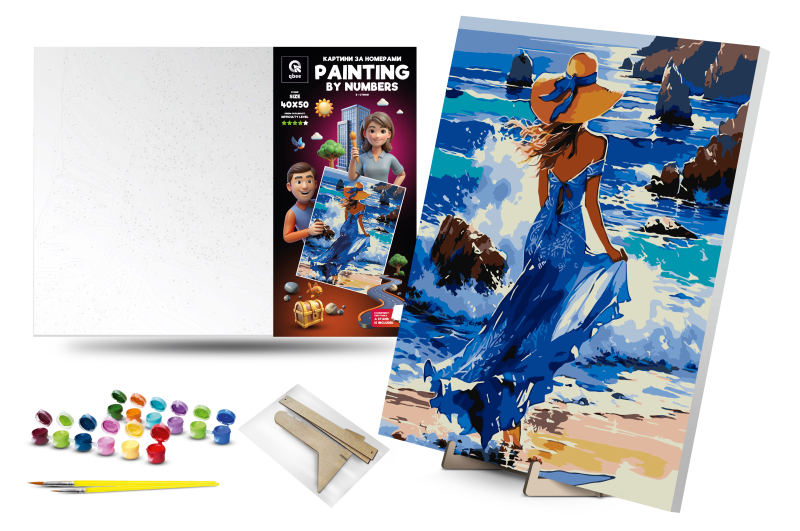 Set for painting by numbers 40x50 cm QB900-033 "I am the Element" with a wooden stand qbee