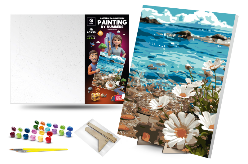 Kit for painting by numbers 40x50 cm QB900-039 "Cosmei on the coast" with a wooden stand qbee