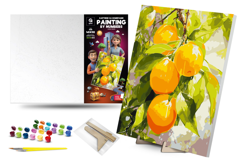 Set for painting by numbers 40x50 cm QB900-040 "Juicy lemons" with a wooden stand qbee