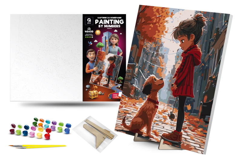 Set for painting by numbers 40x50 cm QB900-047 "Faithful friend" with a wooden stand qbee