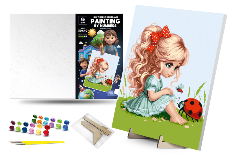 Set for painting by numbers 30x40 cm QB900-064 / QB901-064 "Unusual meeting" with a wooden stand qbee