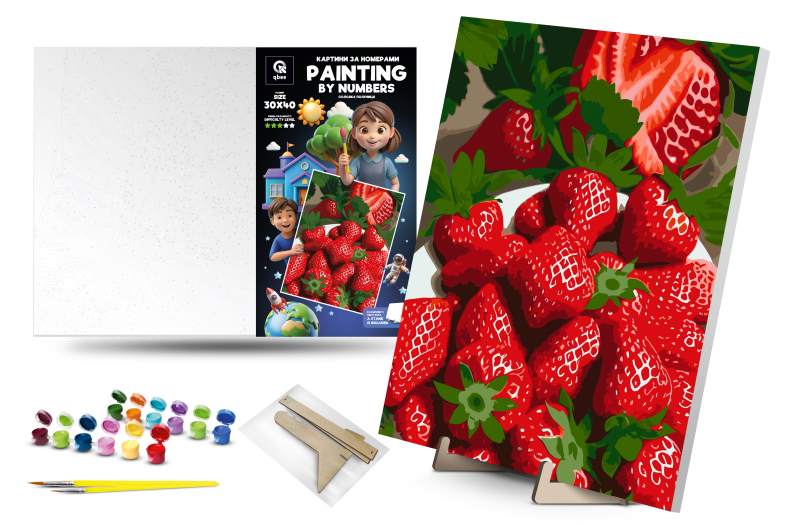 Set for painting by numbers 30x40 cm QB900-069 "Sweet strawberry" with a wooden stand qbee