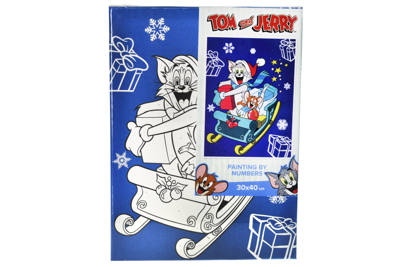 Набір для розпису по номерах 30x40 см KHO6859 "Tom and Jerry: на санчатах" Ideyka