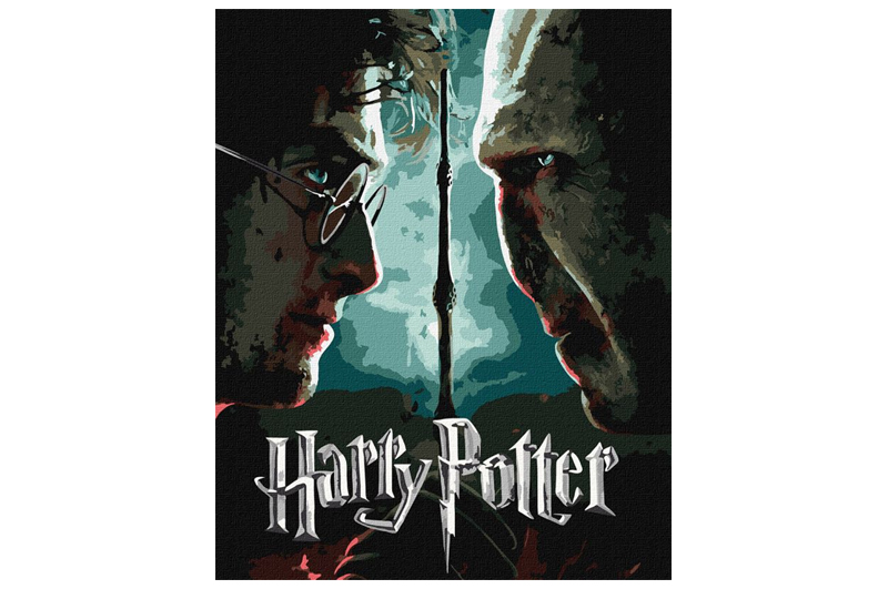 Набір для розпису по номерах KHO5222 WB "Harry Potter: Гаррі та Волдеморт з фарбами металік extra" 40х50см IDEYKA