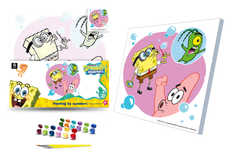 Set for painting by numbers 30x30 cm QB913-016 "SpongeBob: Catch the positive!" qbee