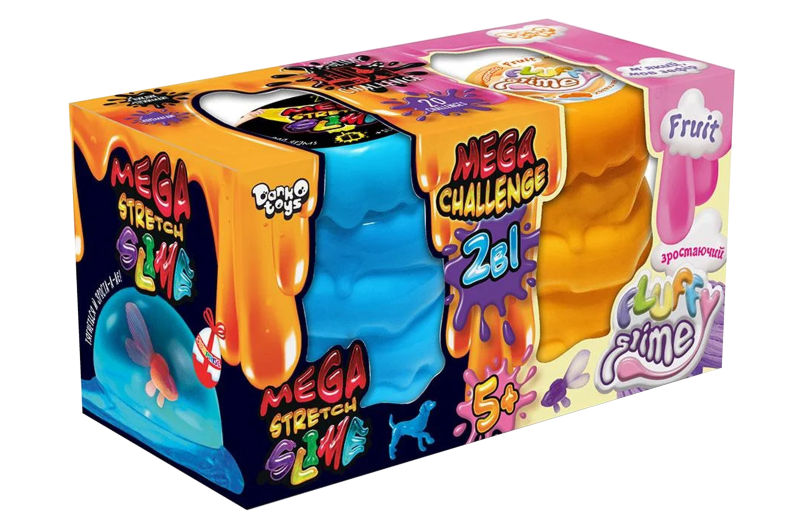 Слайм FLS-03-01U "Mega Stretch & Fluffy Slime" в коробці 2 шт. DANKO