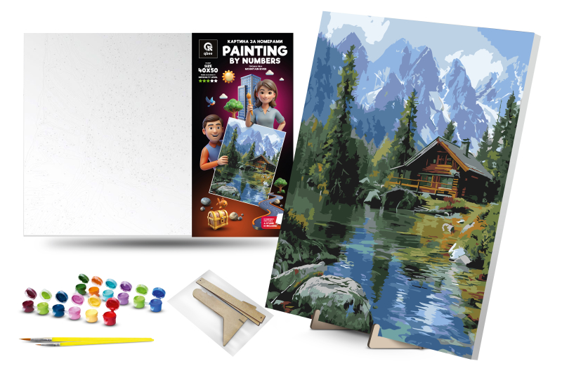 Set for painting by numbers 40x50 cm QB900-084 "Mountain river" with a wooden stand qbee