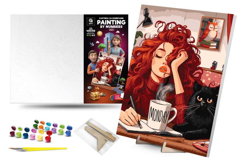 Set for painting by numbers 40x50 cm QB900-087 "Monday" with a wooden stand qbee