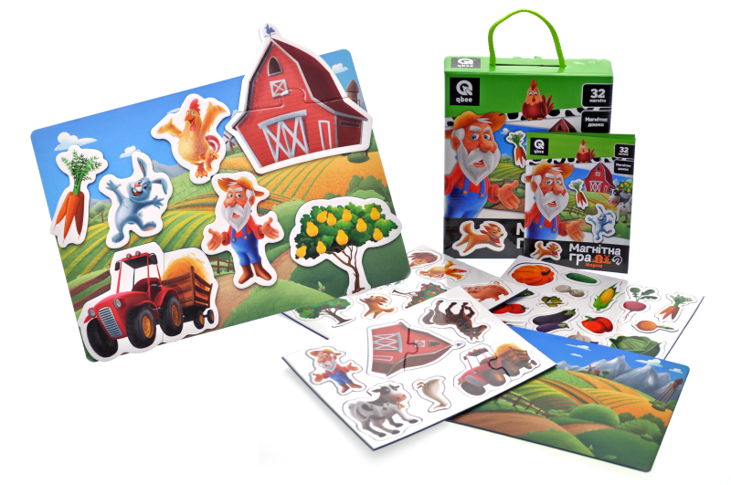 Magnetic board game QB600-003 "Farm" 32 magnets and magnetic board qbee