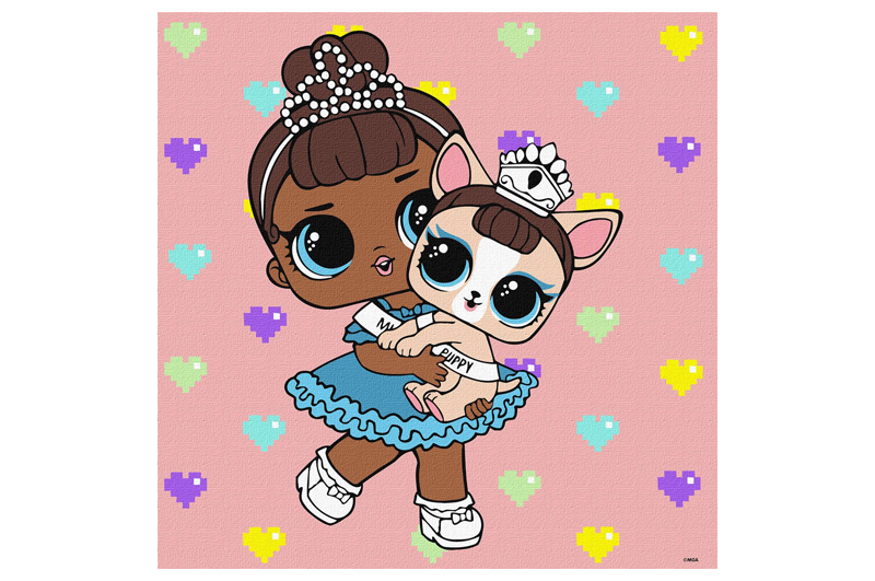 Набір для розпису по номерах 40x40 см KHO6291 "L.O.L. TroopSurprise Miss Baby With Miss Puppy" Ideyka