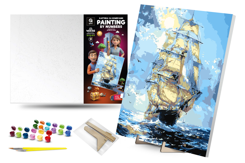 Set for painting by numbers 40x50 cm QB900-090 "Majestic sails" with a wooden stand qbee