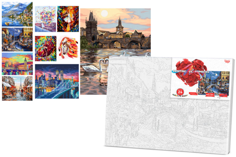 Набір для розпису по номерах 40x50 см KpNe-01-01,02...10 "PAINTING BY NUMBERS" економ DANKO