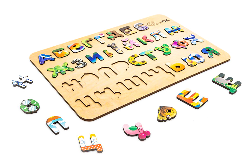 Сортер АртA3-30273 "Абетка з Малюнками" дерев'яний, р.42x28x1 см PuzzleOk
