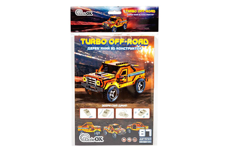 Конструктор 3D Puz-00972"Turbo off-road", дерев'яний PuzzleOk