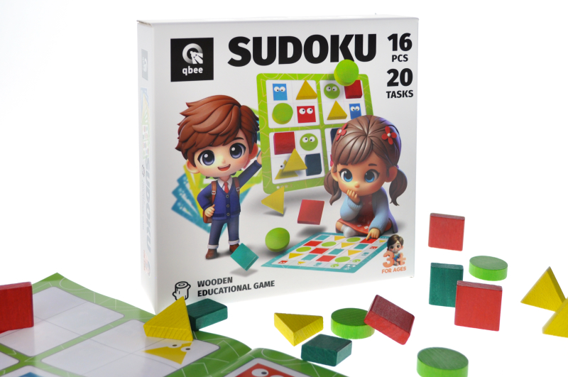 Educational wooden game QB800-001 "Sudoku geometric" 16 det. qbee