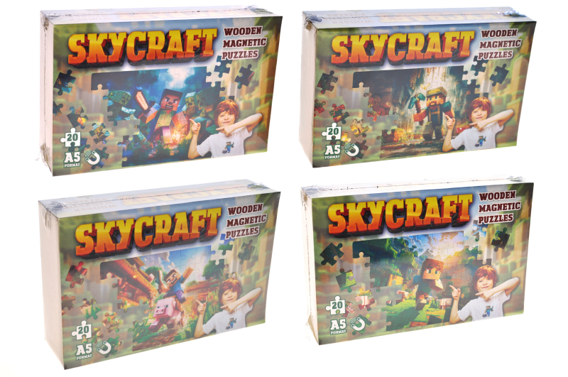 Дерев'яний магнітний пазл "Skycraft" 20 елм., 4 види, А5, в коробці